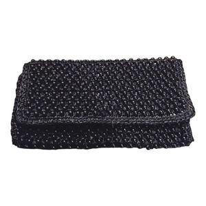 60's Vintage Beaded Straw Clutch Purse Crocheted Evening Bag Made in Italy